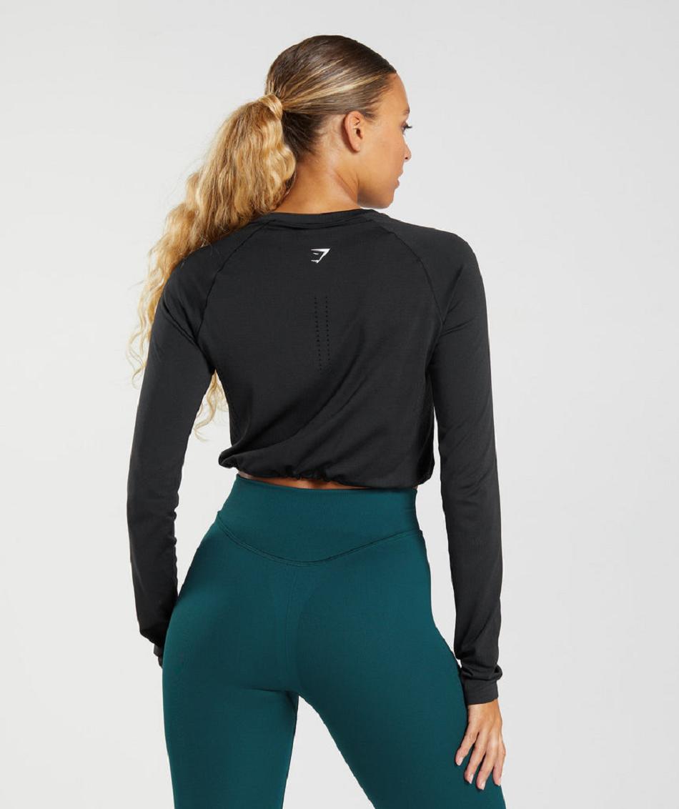 Long Sleeve Gymshark Sweat Seamless Mujer Negras | CO 2305UZG